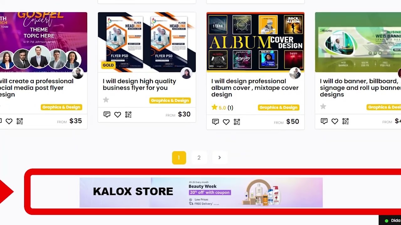 How Website Banner Ads Work on the Kalox Freelancing Website.