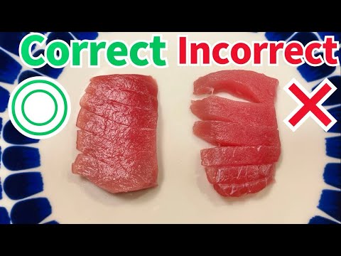 How to properly cut Tuna for Sushi & Sashimi!!