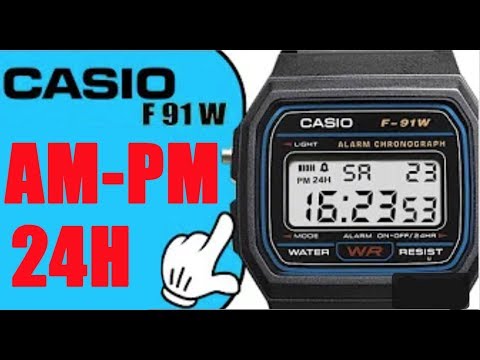 How to change AM/PM to 24H - Casio F91W - Tutorial 30 seconds