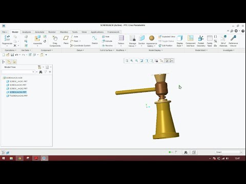 screw jack part designing and assembly in creo parametric (2.0/3.0/5.0)