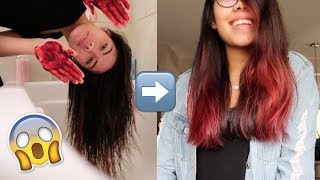 Dying My Hair RED!! SUPER EASY TUTORIAL | CAROLINE MAE