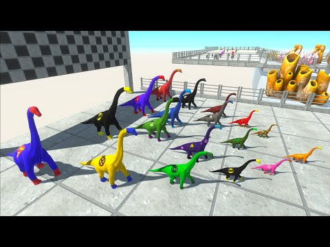 TEAM SUPERHEROES BRACHIOSAURUS CHAMPIONS SPEED RACE SUPER CLIMB - Animal Revolt Battle Simulator