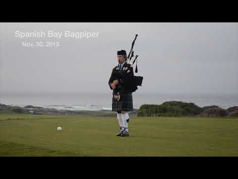 Sunset bagpiper from the Inn at Spanish Bay, Pebble Beach, California.