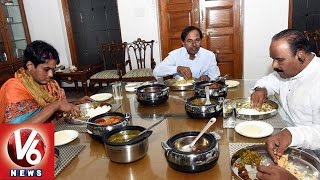 Pratyusha had Lunch with CM KCR | CM Camp Office | Hyderabad - V6 News
