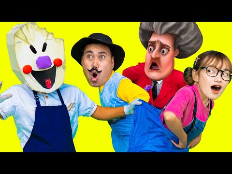 Scary Teacher 3D In Real Life : Tani Vs Ice Scream 4 rescue Tani & Miss T, Hello Neighbor