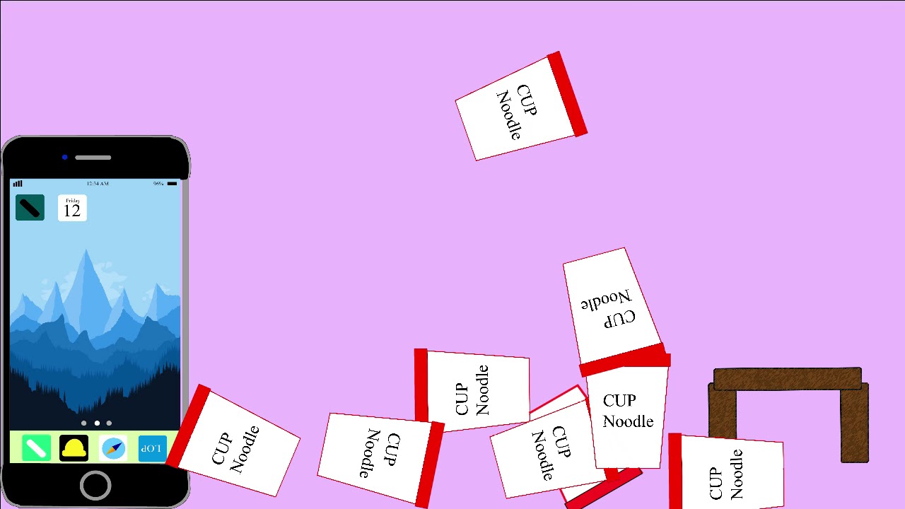 スマホと無限カップヌードルの対決! 【自作アニメ】