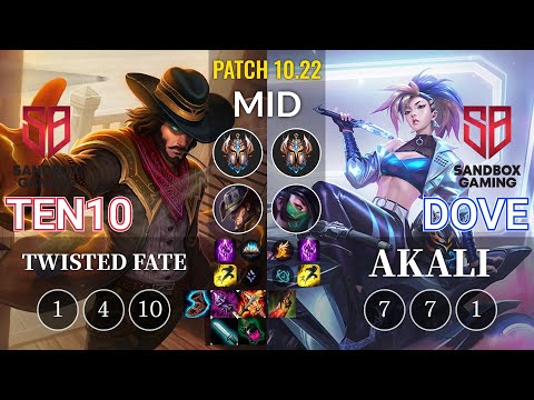 SB Ten10 Twisted Fate vs SB Dove Akali Mid - KR Patch 10.22