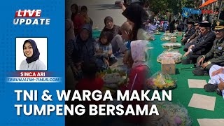 Peringatan HUT ke-79 TNI di Bondowoso, Para Tentara Makan Ratusan Tumpeng Bareng Masyarakat