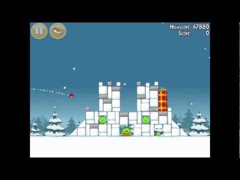 Angry Birds Seasons Season's Greedings 1-3 Walkthrough Christmas 2011 3 Star