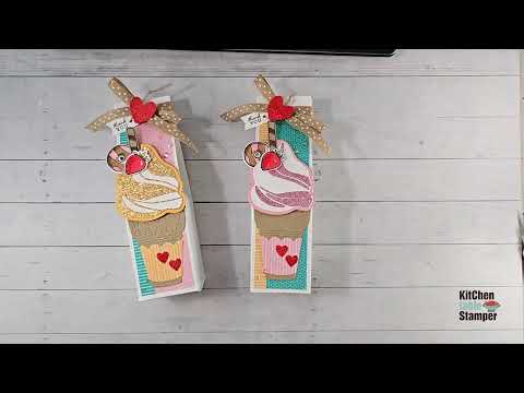 How to make an Ice Cream Swirl treat box and Card Club Sneak Peek with Kitchen Table Stamper