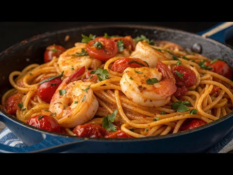 Garlic Butter Shrimp Tomato Spaghetti