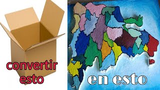 como hacer un mapa con  caja de cartón  fácil✨🙌
