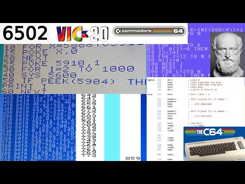 Assembly vs Basic - 6502 - Commodore 64, VIC20, TheC64 - Prime Numbers; 2/2
