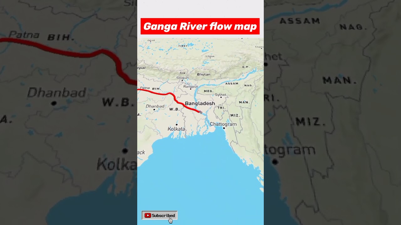 Ganga river flow map ♥️ गंगा नदी  #india #river #ganga