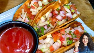 TACOS RECIPE INDIAN STYLE 🌮 CRISPY POTATO TACO RECIPE | EASY TACO RECIPE | VEGETABLE TACO RECIPE 😋