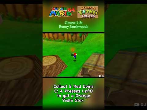 Mario 64 Return to Yoshi's Island - 1-8 Bunny Brushwoods "Red Coin Yoshi Challenge"