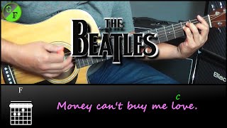 ? The Beatles - CAN'T BUY ME LOVE ? PLAY ALONG Chords & Lyrics on screen | Guitar Tutorial.