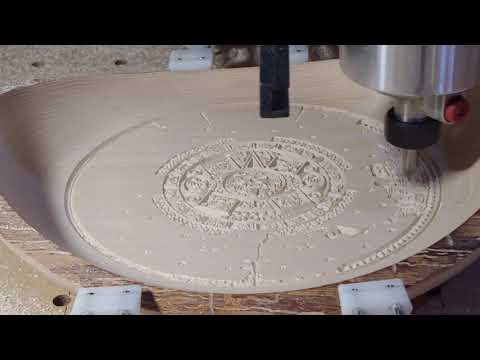 Aztec calender in a ash live edge dish on ONEFINITY CNC