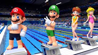 【マリオ＆ソニック東京2020オリンピック】水泳競技完全版！マリオ・ピーチ・ルイージ・ソニック大激突