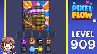 Pixel Flow Level 909 Solution Walkthrough