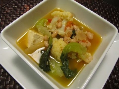 Vegan Cauliflower Soup with Bok Choy