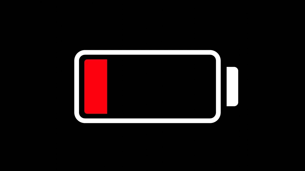 low battery charging animation displayed on a black background.