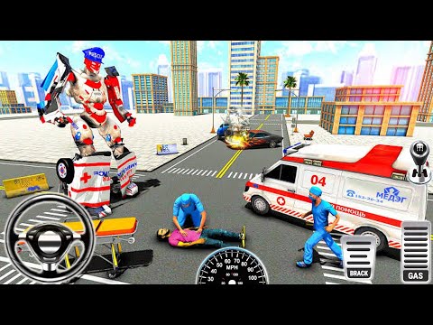 Ambulance Robot City Rescue Simulator - Ambulance Robot Transform Game 2023 - Android Gameplay #3