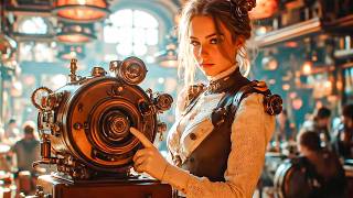 AI art retro futurism steampunk  Immerse yourself in the captivating world of steampunk AI Cards