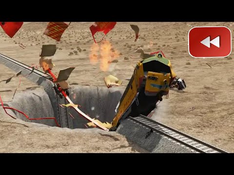 Reverse Trains vs Giant Pit – BeamNG Drive#20