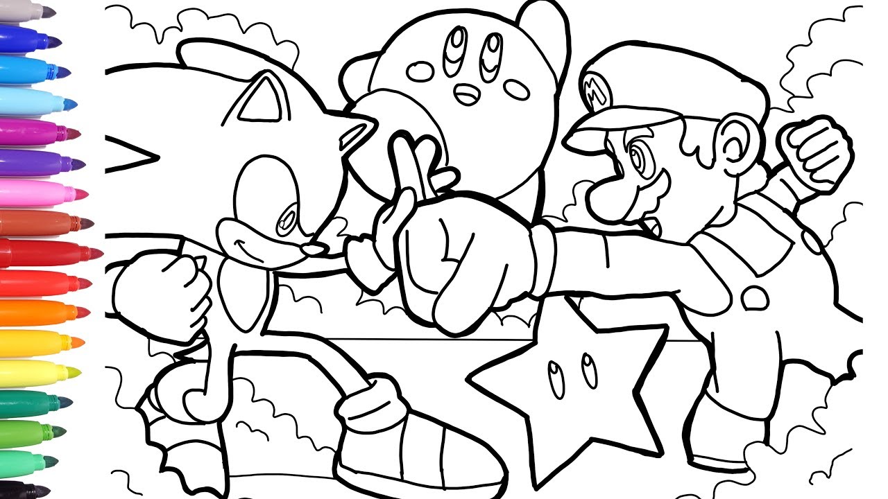 Sonic vs Mario Coloring Pages, How to Draw Mario, How to Draw Sonic, Videogame Coloring Pages