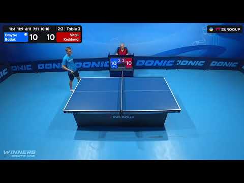13:40 Dmytro Batiuk - Vitalii Krokhmal 18.09.2023 TT Euro.Cup Ukraine Master. TABLE 3