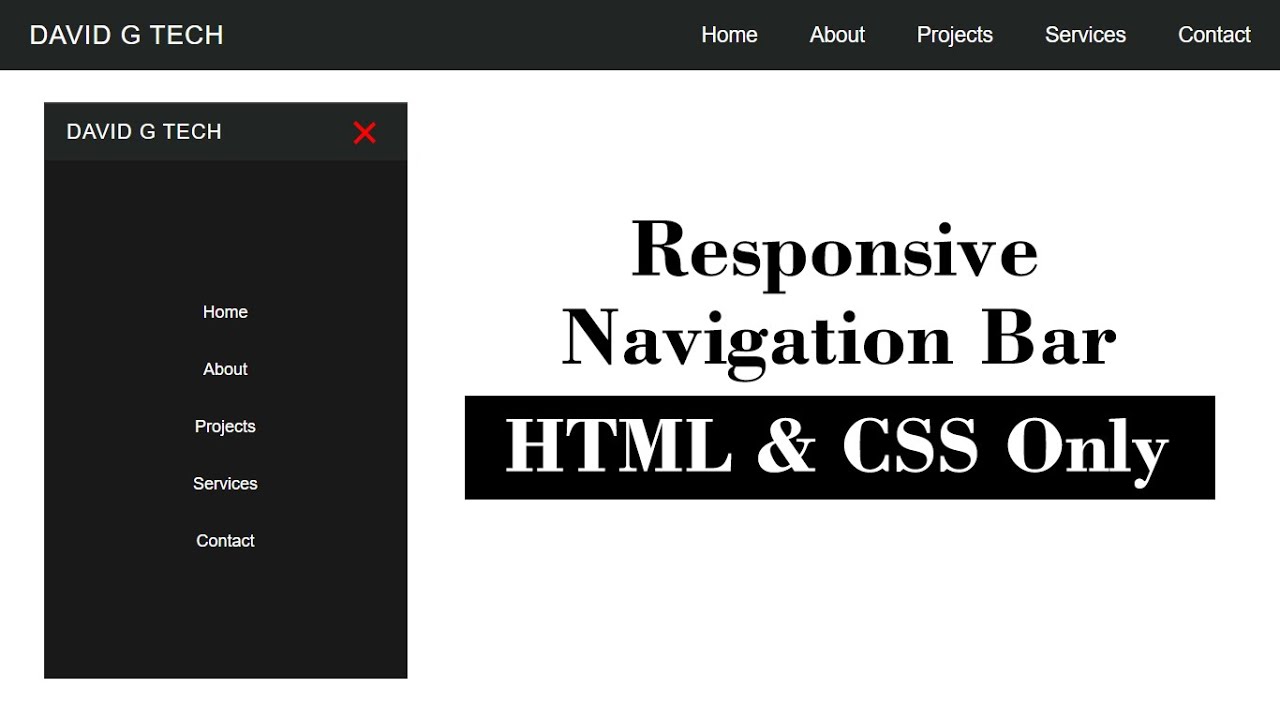 Create a Responsive Navigation Bar Using Only HTML & CSS