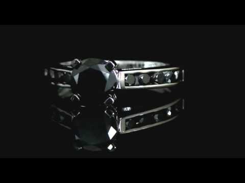 1.60 CT T.W. BLACK ROUND DIAMOND SOLITAIRE ENGAGEMENT RING 10K WHITE GOLD