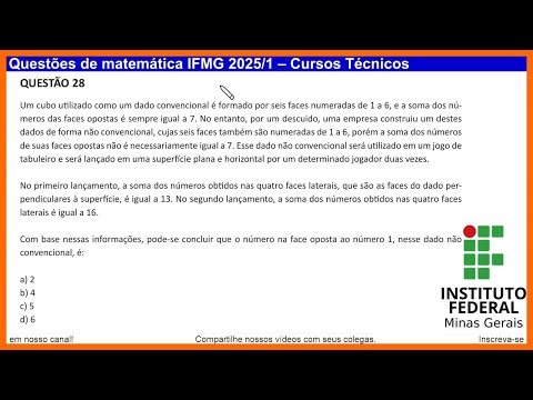 13 - Question 28 of IFMG 2025/1 - Technical Courses