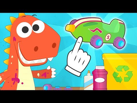Aprende con Eddie a hacer un juguete reciclado 🚘 Eddie el dinosaurio aprende a reciclar