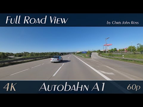 Autobahn (A1), Germany: Ahrensburg - Stapelfeld - Barsbüttel - HH-Öjendorf - 4K (UHD/60p) Video