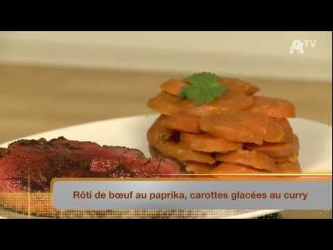 Auchan Recette - Rôti de boeuf au paprika, carottes glacées au curry