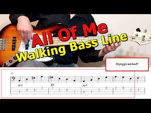 "All Of Me" Walking Bass Line 🎵 Bass Guitar Lesson 🎸