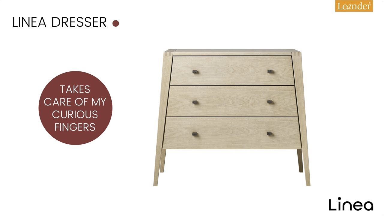Leander Linea 3 Drawer Dresser in Oak