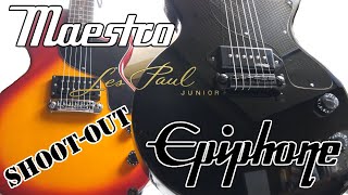 Video thumbnail for Les Paul Jr Shoot out Epiphone vs Maestro Deep Dive and Demo which affordable Jr. is the best? by GtoneGuitars