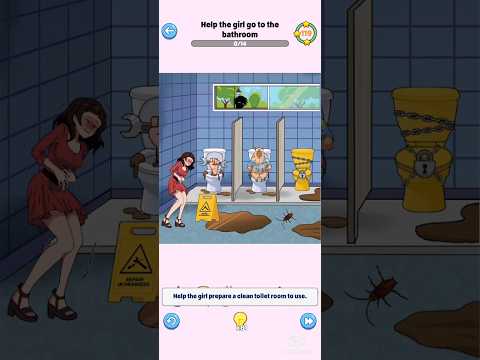 brain tease puzzle, level 33, help the girl go to the bathroom#trending #games #brainteasers