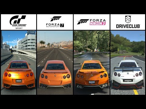 GT SPORT vs FORZA 7 vs FORZA HORIZON 3 vs DRIVECLUB - Nissan GT-R Race
