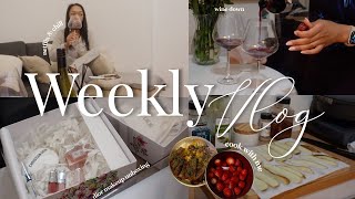 WEEKLY VLOG | cook with me + best burgers and dessert recipe + productive content day + wine time