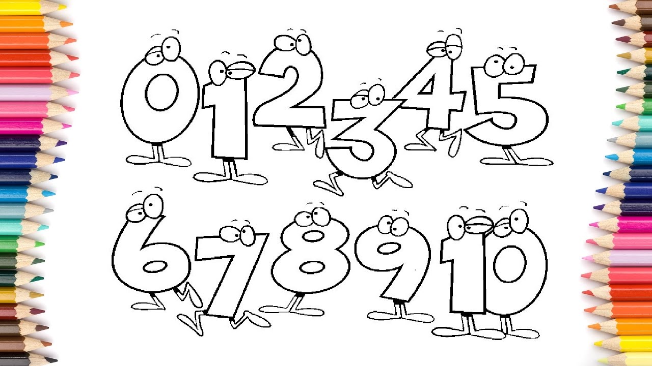 Number 1 - 10 Coloring Pages For Kids,Learn Colors For Baby
