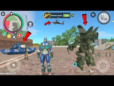 Rope Hero: Vice Town (Transformer Fight Army Base) Robot Destorey Helicopter - Android Gameplay HD