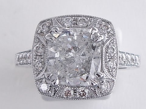 3.51 ctw Cushion Cut G SI3 Diamond Engagement Ring - BigDiamondsUSA