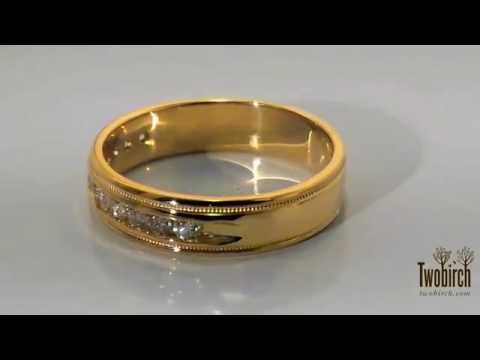 0.5ct. Channel Set Men's Wedding Ring Featuring Millgrain Design - TwoBirch TB-GR-0132-YG-H