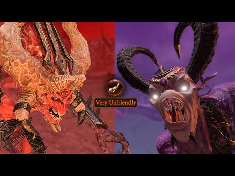 Herald Of Khorne Unfriendly Diplomacy Lines To N'Kari (Slaanesh) - Total War Warhammer 3