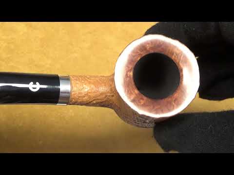 Pipa Il Ceppo gruppo 1 sabbiata con vera  in argento - Bent Poker (CE89)