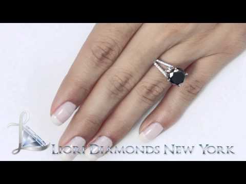 BDR-SOLD-072 - 3.97 Carat Certified Natural Black Diamond Engagement Ring 18k White Gold